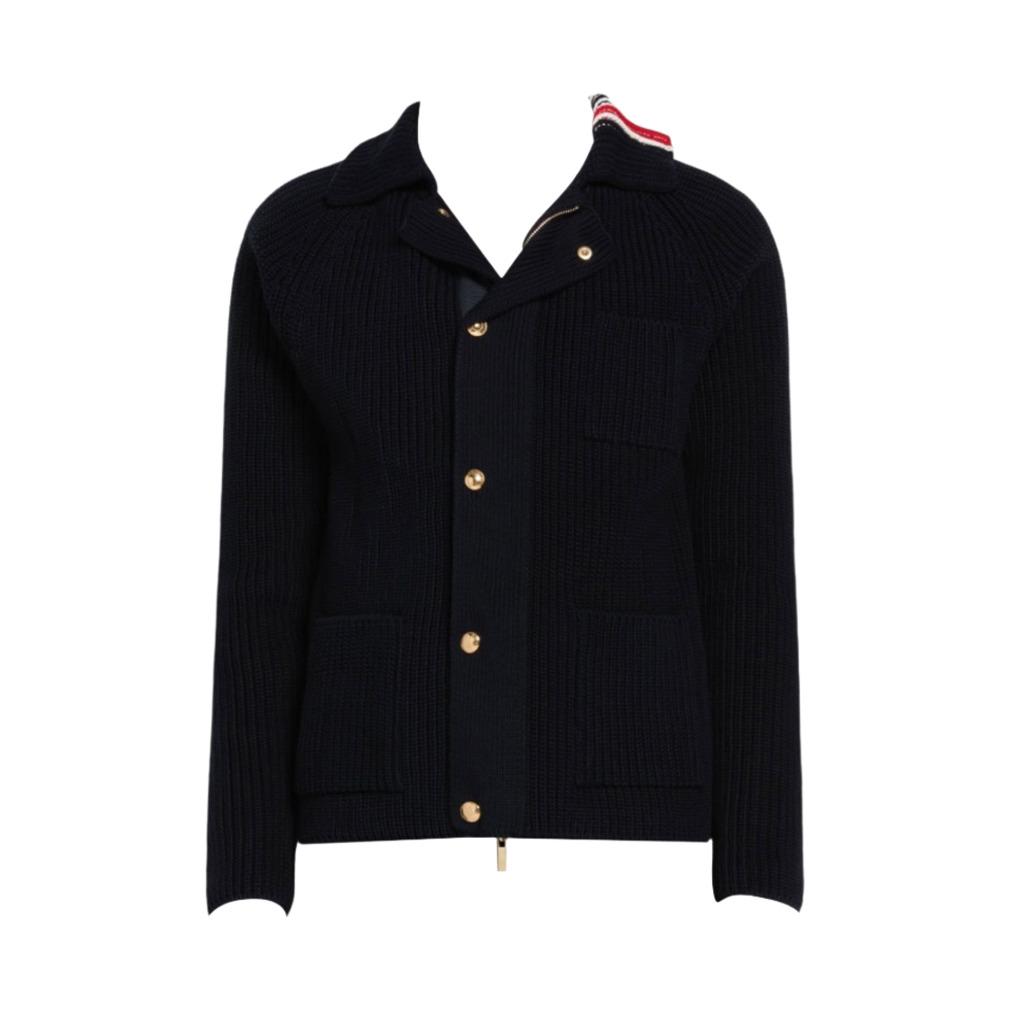 MKJ101A-Y3017-415 Thom Browne Cardigan Stitched Cotton Stripe Raglan Zip Jacket Blue