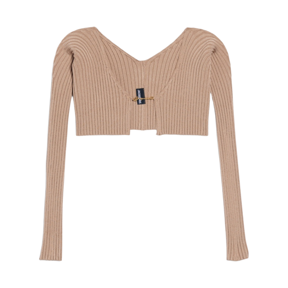 (W) 자크뮈스 라 마이유 프랄루 마이크로 참 로고 가디건 라이트 브라운((W) Jacquemus La Maille Pralu Micro Charm Logo Cardigan Light Brown) - 1