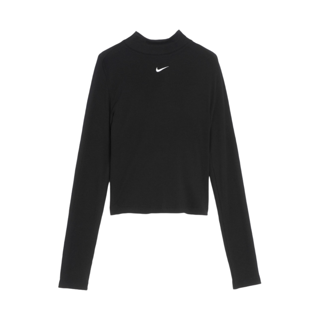 DV7881-010 (W) Nike NSW Essential Ribbed Mock Neck Long Sleeve Top Black - Asia