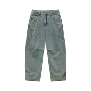 noun Side Line Cargo Denim Pants Light Blue