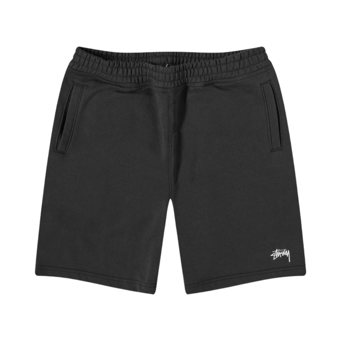 스투시 스탁 로고 스웨트쇼츠 워시드 블랙