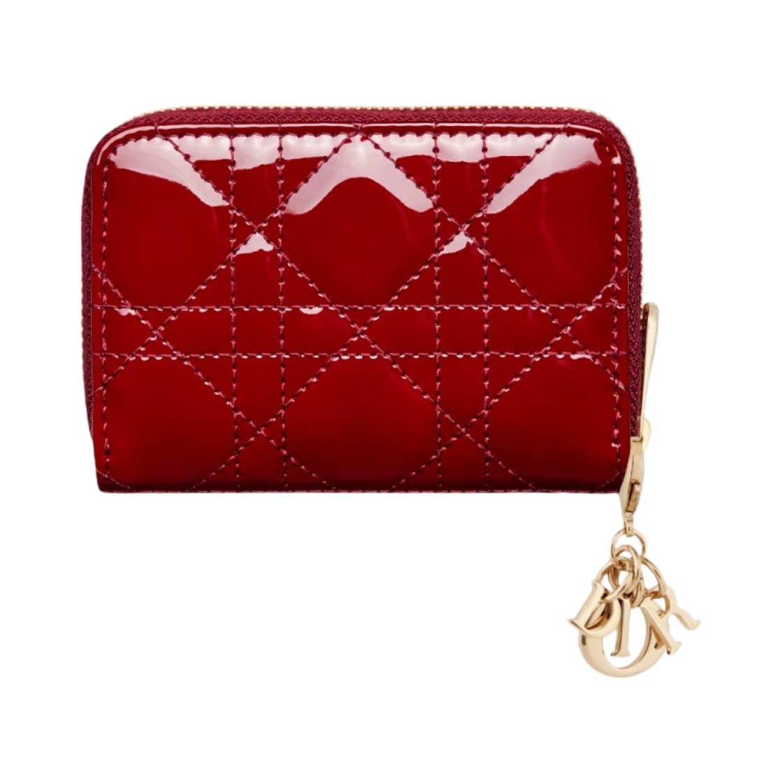 디올 스몰 레이디 보야저 코인 지갑 페이턴트 까나쥬 카프스킨 체리 레드(Dior Small Lady Voyageur Coin Purse Patent Cannage Calfskin Cherry Red) - 3