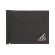 Prada Saffiano Leather Money Clip Wallet Black