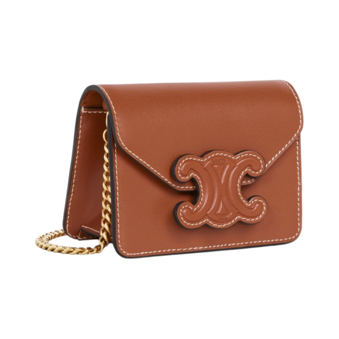 셀린느 샤이니 카프스킨 체인 트리옹프 카드 홀더 탄(Celine Card Holder on Chain Triomphe in Shiny Calfskin Tan) - 2