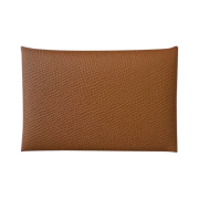 Hermes Calvi Verso Card Holder Epsom & Palladium Gold Vert Fizz