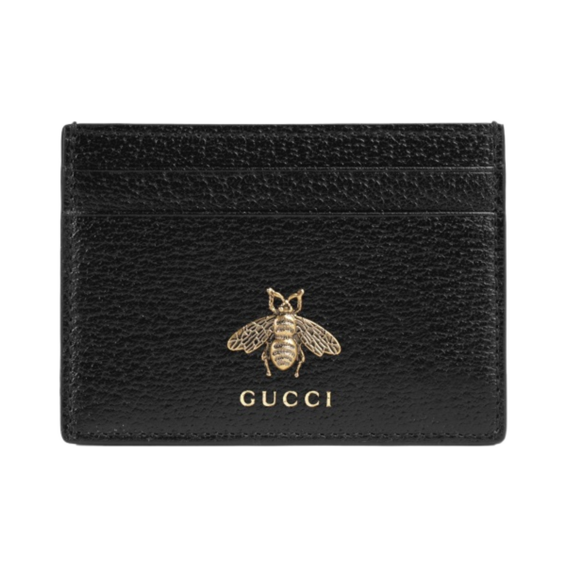 523685-DJ20T-1000 Gucci Leather Animalier Card Case Black