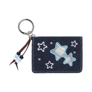 CAVISH x LELBOBROWN Check Applique Denim Wallet Blue