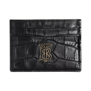 Burberry Embossed Leather TB Card Case Black