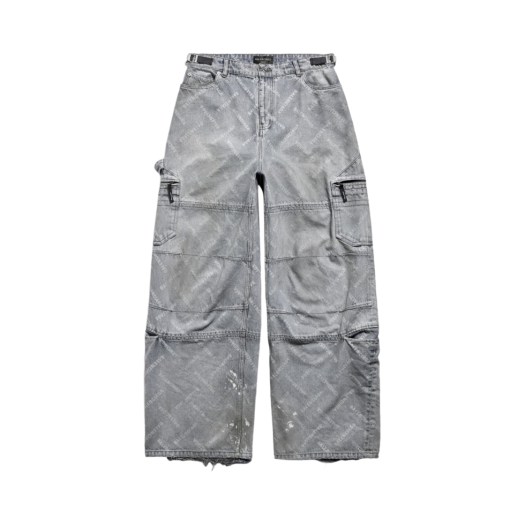 Balenciaga Bal Diagonal Allover Cargo Pants Light Blue