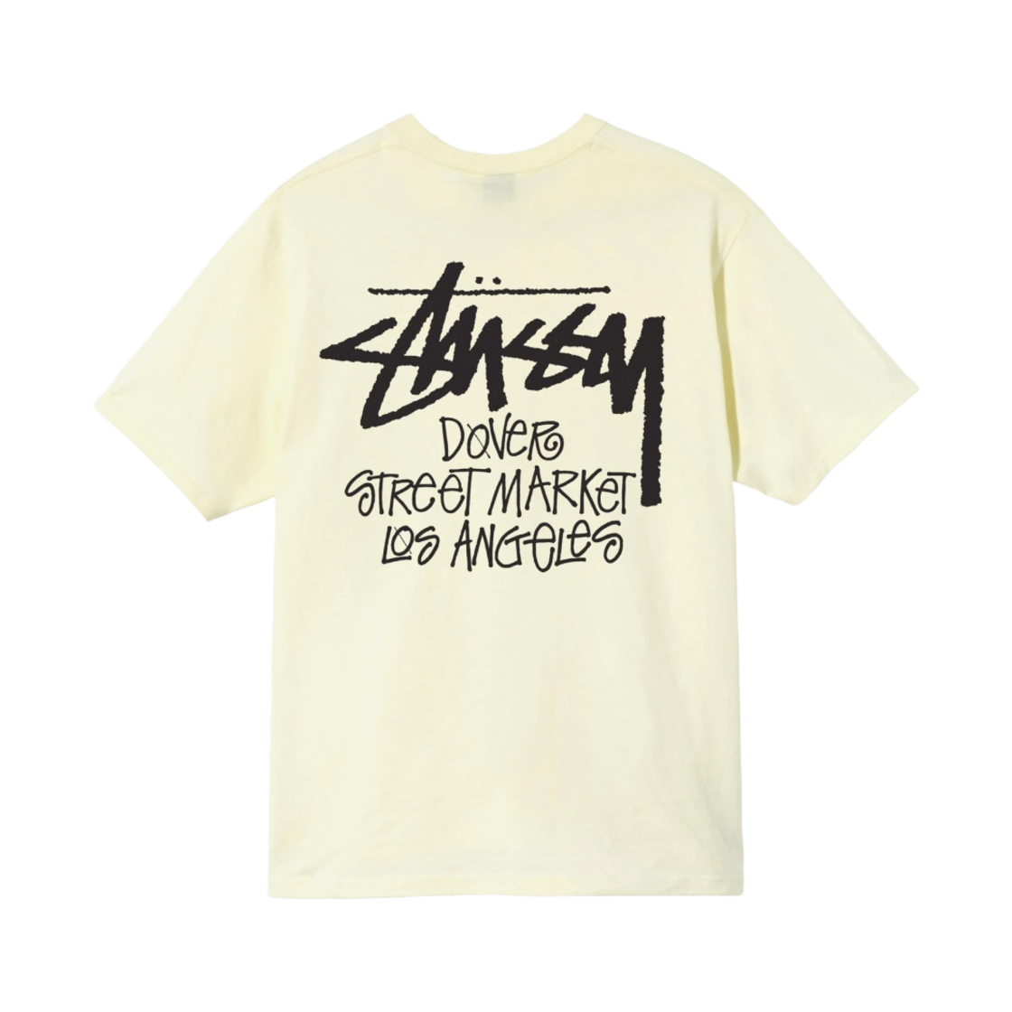 스투시 스탁 도버 스트리트 마켓 LA 티셔츠 페일 옐로우 2021(Stussy Stock DSM Los Angeles T-Shirt Pale Yellow 2021) - 1