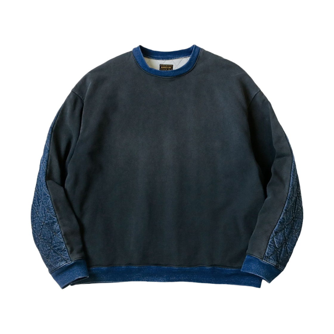EK-766/EK-1515/LCA Kapital Fleece X Denim Quilting 2 Tone Big Sweatshirt Indigo