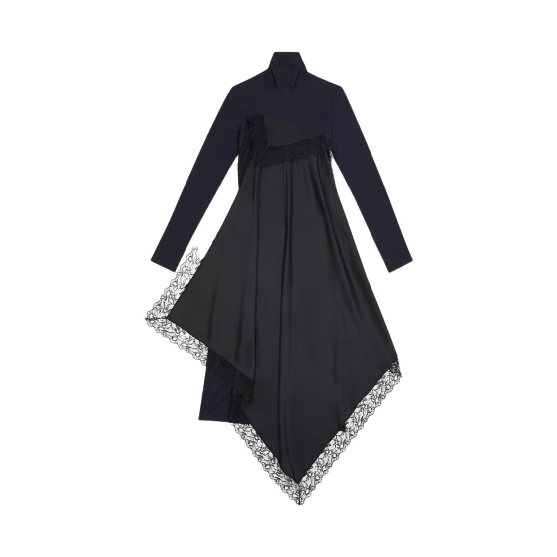 (W) MM6 메종 마르지엘라 롱 스플리스 드레스 블랙((W) MM6 Maison Margiela Long Spliced Dress Black) - 1