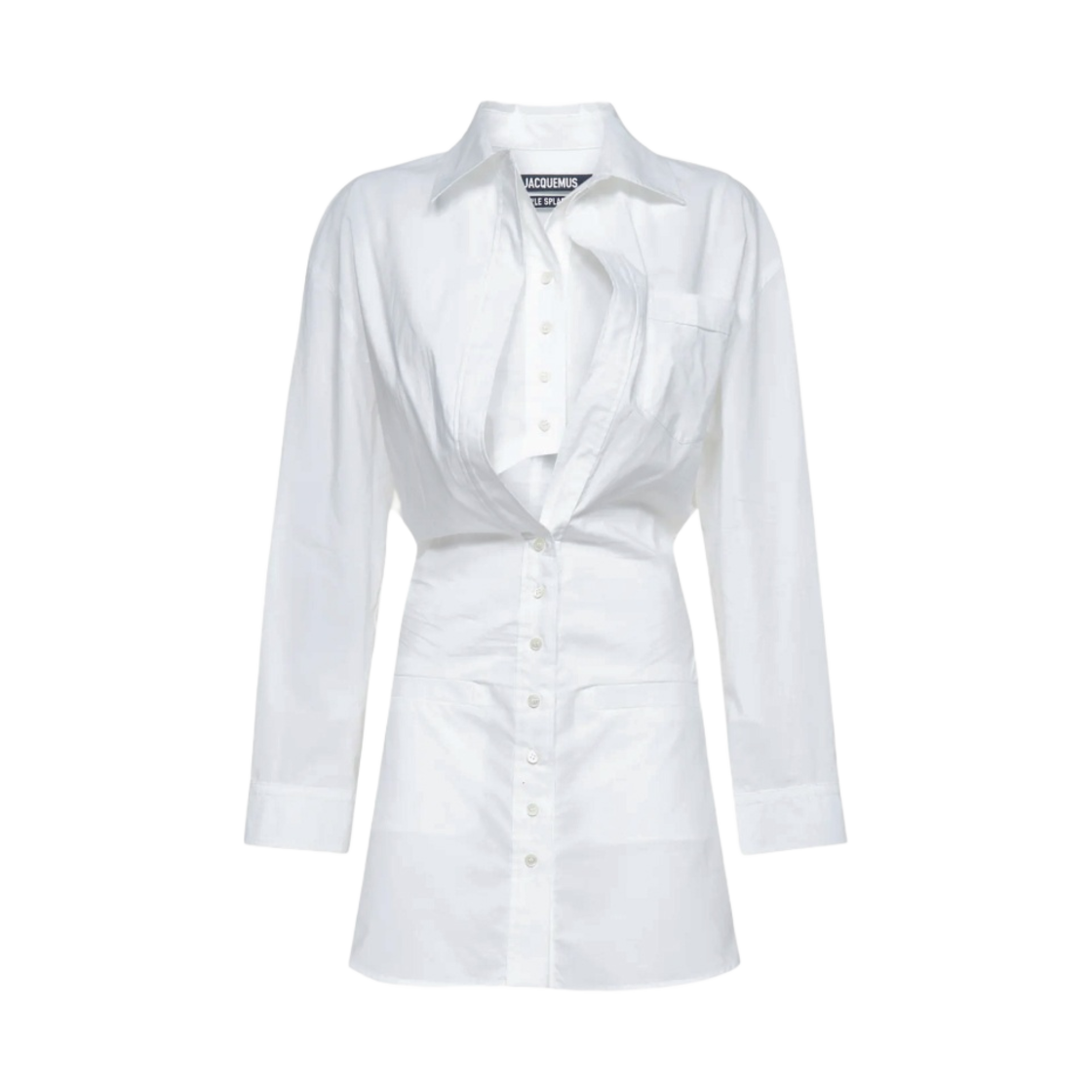 (W) 자크뮈스 라 로브 바운힐하 레이어드 셔츠 드레스 화이트((W) Jacquemus La Robe Baunhilha Layered Shirt Dress White) - 1