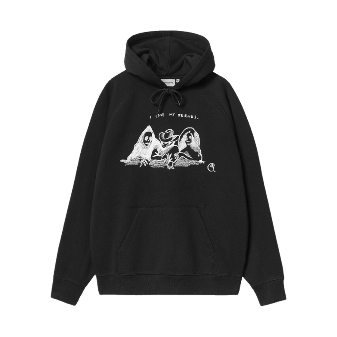 I033934-0D2-XX Carhartt WIP Hooded Pepe Friends Sweatshirt Black