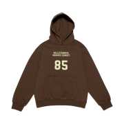 Hello Sunrise Typo Logo Hoodie Dark Brown