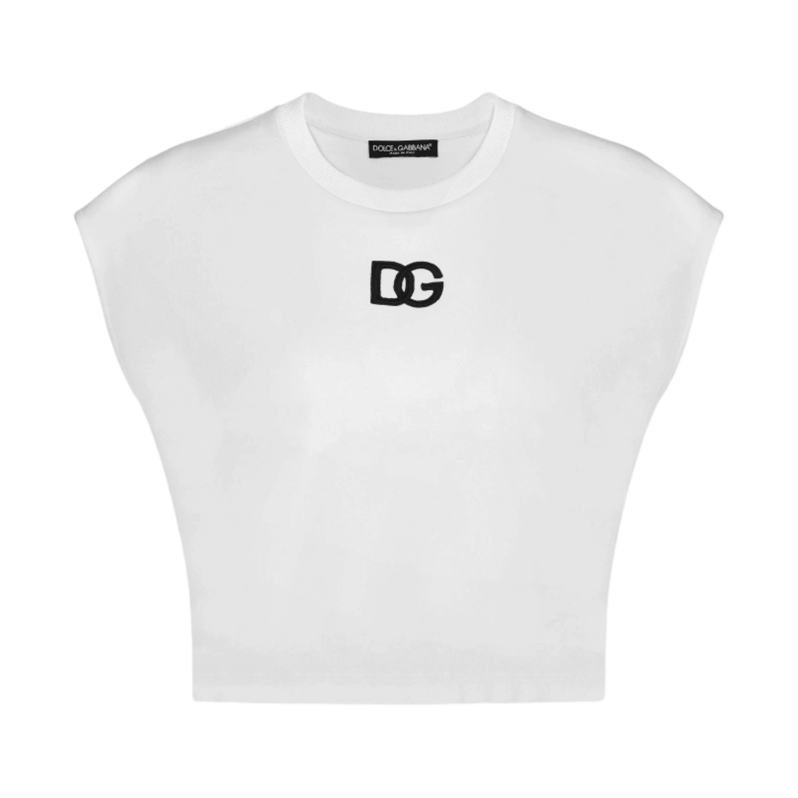 F8T09ZG7HPFW0800 (W) Dolce & Gabbana Cotton Jersey T-Shirt with DG Logo Patch White