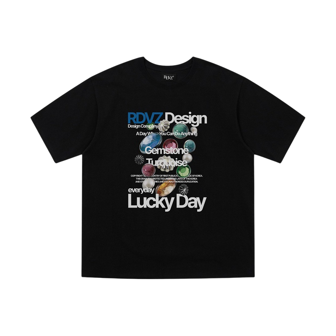 알디브이제트 젬스톤 프린팅 티셔츠 블랙(RDVZ Gemstone Printed T-Shirt Black)
