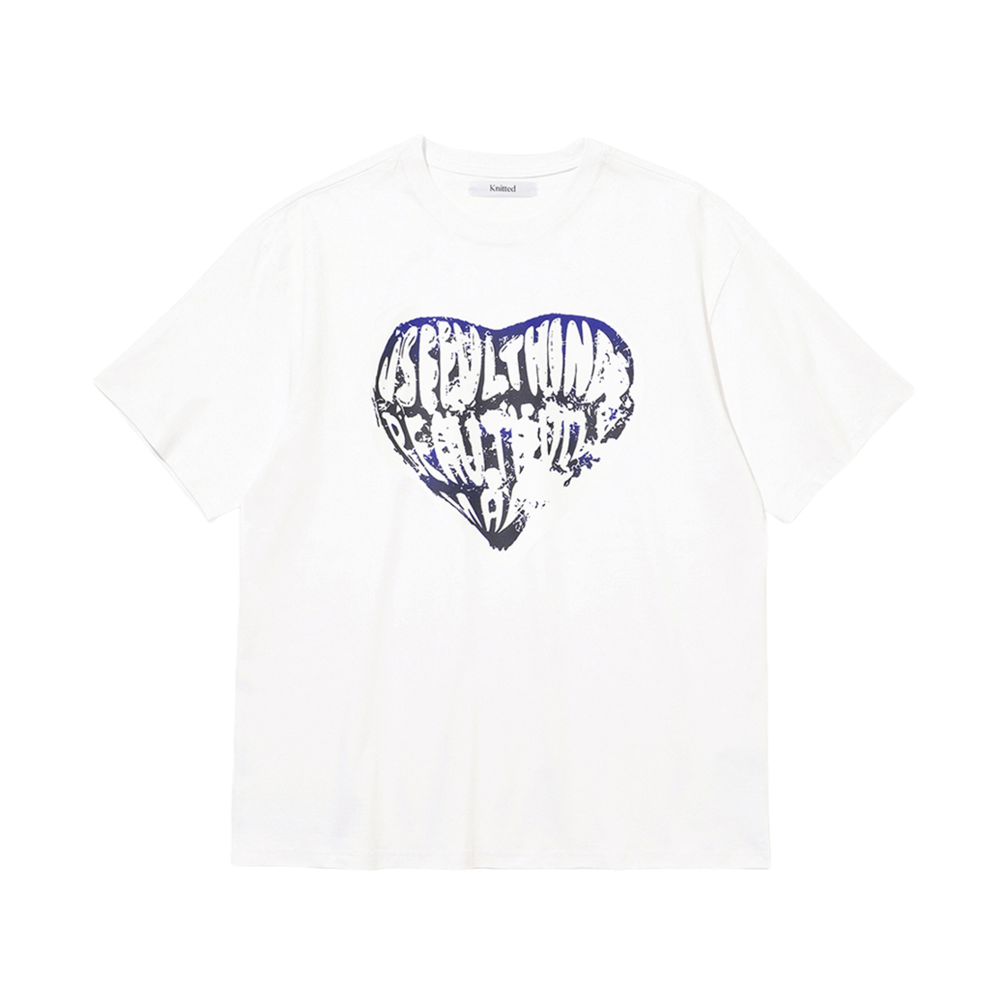 니티드 빈티지 하트 티셔츠 화이트-블루