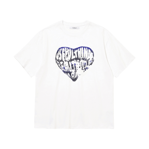 K23SSUT06WHBL Knitted Vintage Heart T-Shirt White-Blue