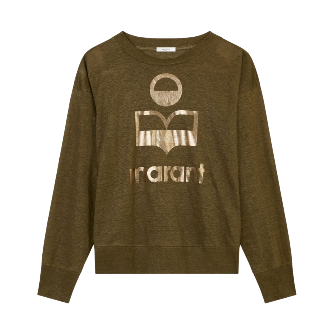 (W) 이자벨 마랑 클로위아 리넨 롱슬리브 티셔츠 카키 도르 - 22FW((W) Isabel Marant Klowia Linen LS T-Shirt Khaki Dore - 22FW) - 1