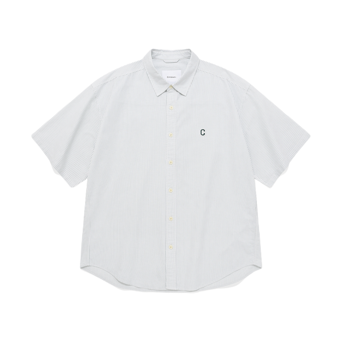 커버낫 C 로고 옥스포드 스트라이프 하프 셔츠 그린(Covernat C Logo Oxford Stripe Half Shirt Green)