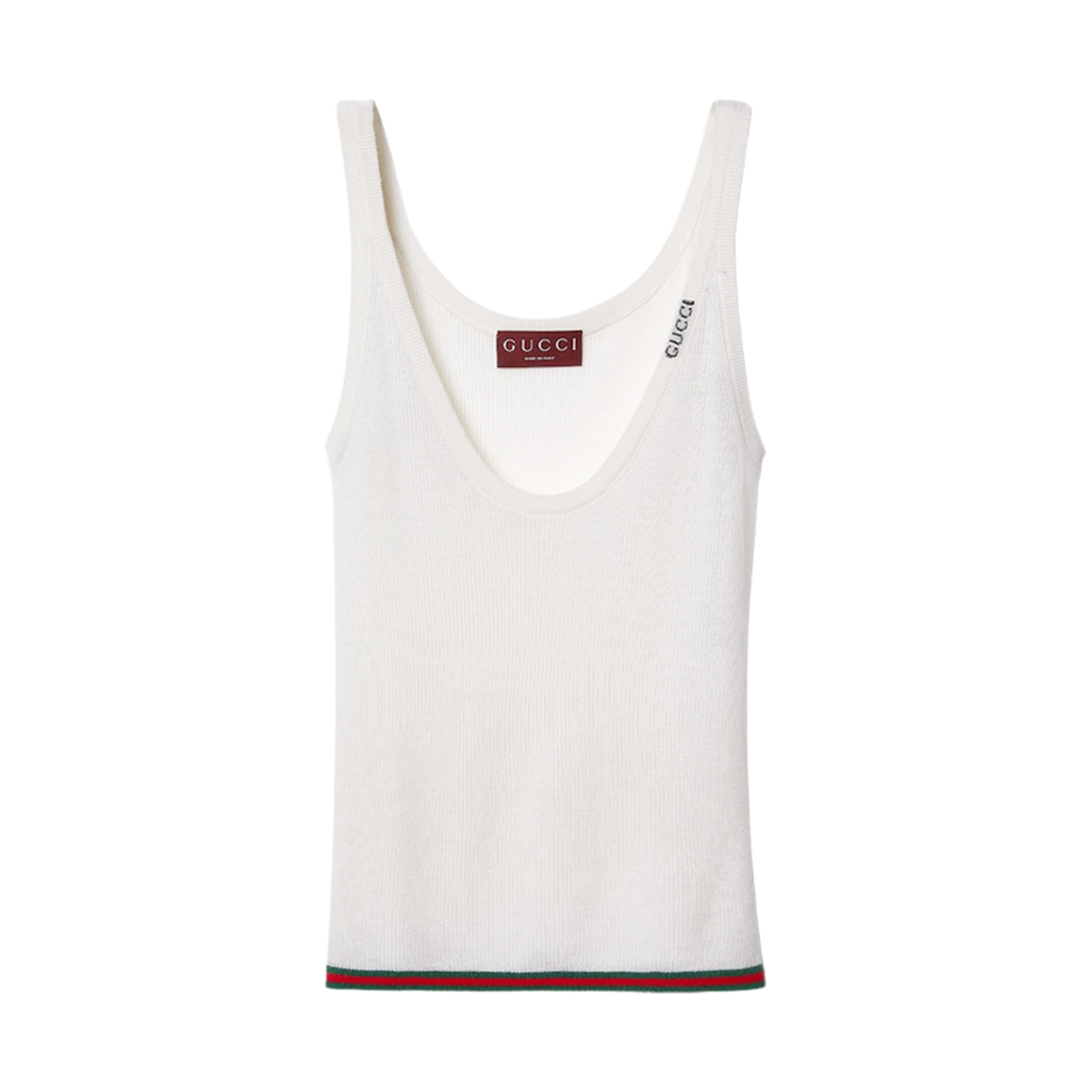 782568-XKD0B-9074 (W) Gucci Fine Rib Cashmere and Silk Tank Top White - 대표 이미지 #1