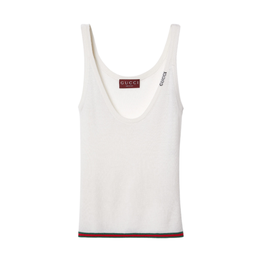 (W) Gucci Fine Rib Cashmere and Silk Tank Top White