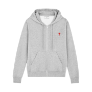 AMI de Coeur Zipped Hoodie Heather Grey - 21FW