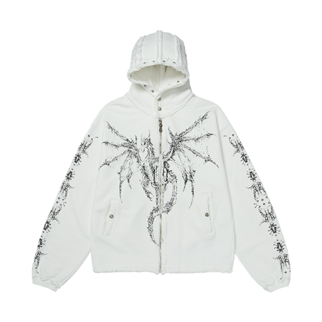 떠그 클럽 드래곤 스터드 후드 화이트(Thug Club Dragon Stud Hoodie White) - 1