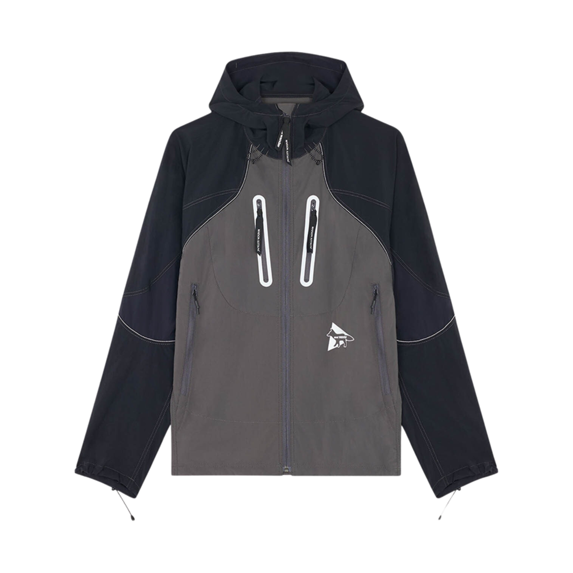 메종 키츠네 x 앤드 원더 하이킹 셋 업 후드 그레이 블루 컬러 블록