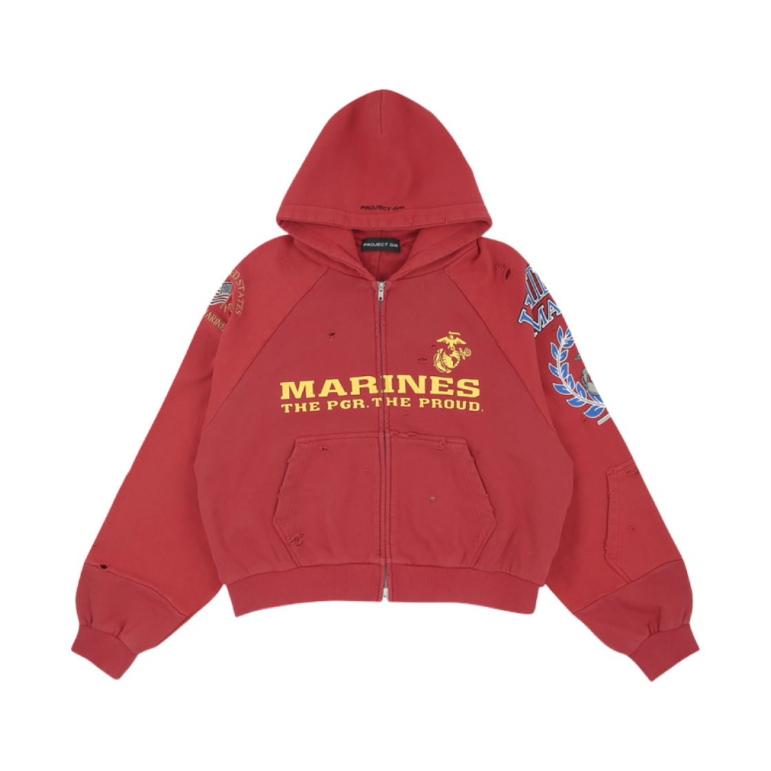 프로젝트 G/R 리컨스트럭티드 폴디드 집 후드 레드(Project G/R Reconstructed Folded Zip Hoodie Red)