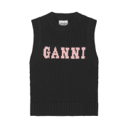 (W) Ganni Cotton Rope Vest Black