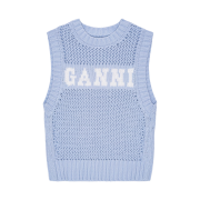 (W) Ganni Cotton Rope Vest Powder Blue