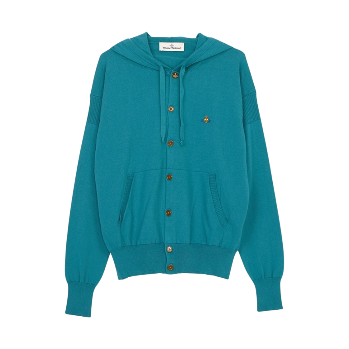 3803001W-Y000T-L401 Vivienne Westwood Hooded Cardigan Teal