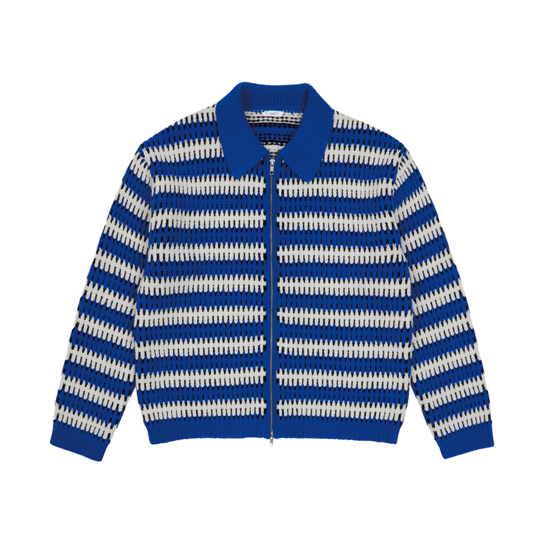 2501MKNBL STU Stripe Collar Zip UP Sweater Blue