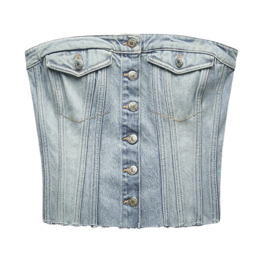 (W) 자라 데님 TRF 코르셋 탑 라이트 블루