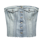 (W) Zara Denim TRF Corsetry Top Light Blue