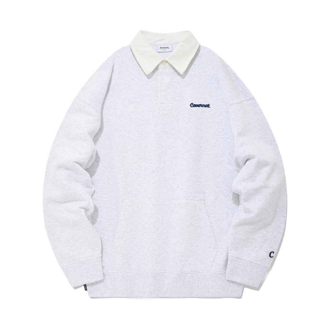 CO2301CR10HG Covernat Small Curly Logo Rugby Sweatshirt Heather Grey