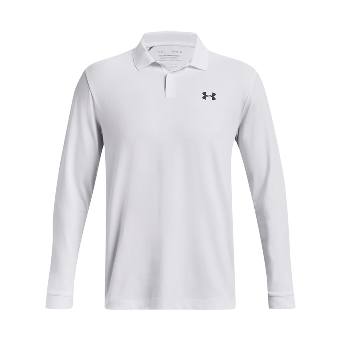 1379728-100 Under Armour Performance 3.0 Long Sleeve Polo T-Shirt White Black