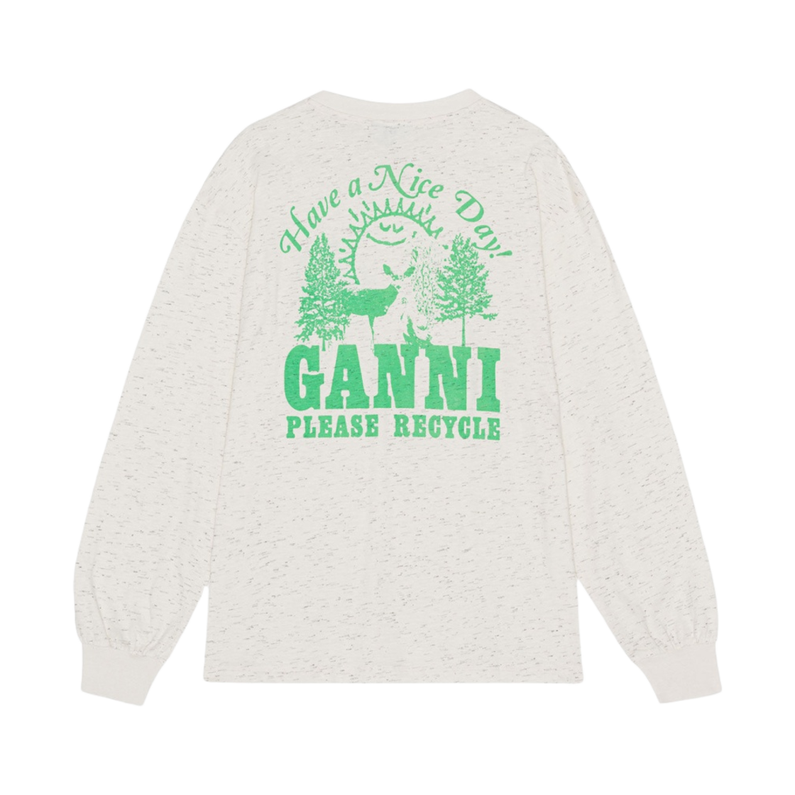 T3645-135 (W) Ganni Long Sleeve Dotted T-Shirt Egret