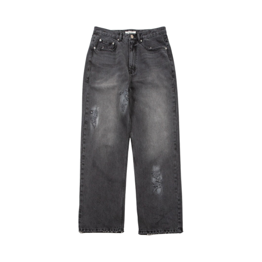 SE24PT04DG Surface Edition Dirty Damaged Straight Denim Dark Gray