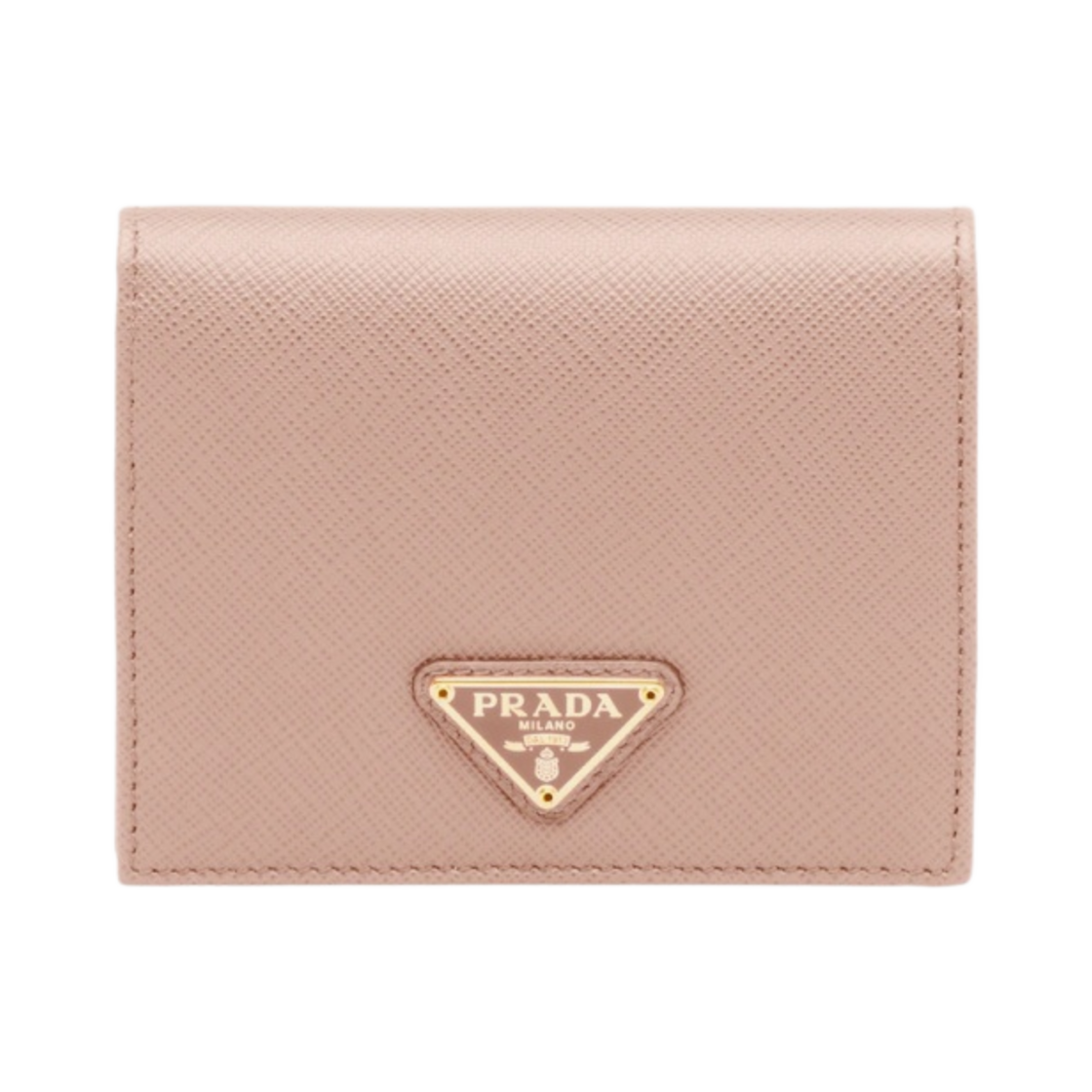 1MV204-QHH-F0236 Prada Small Saffiano Leather Triangle Logo Wallet Powder Pink
