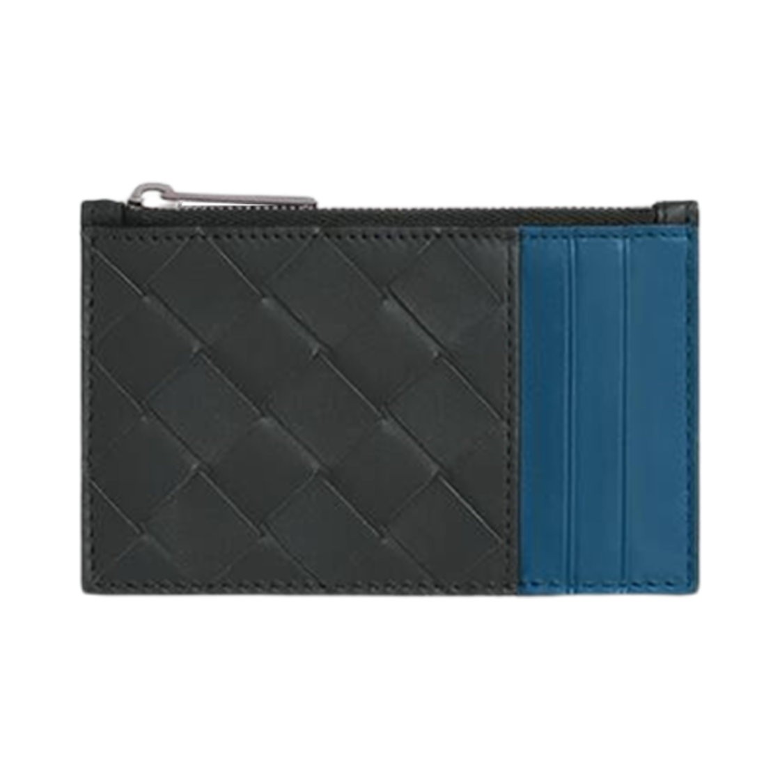 755985VCPQ52338 Bottega Veneta Intrecciato Zippered Card Case Ardoise Deep Pacific