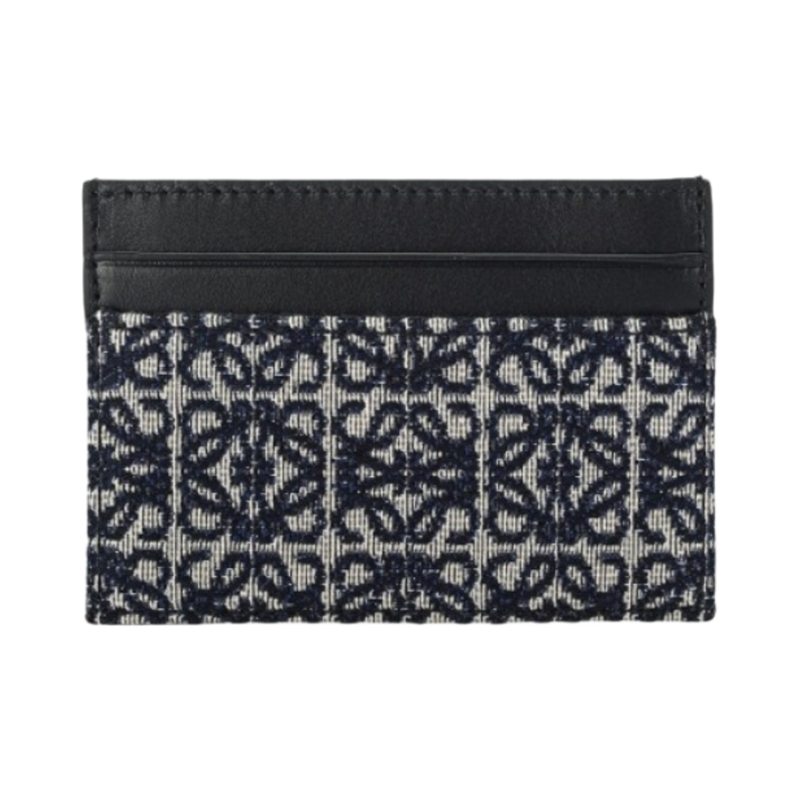 로에베 플레인 카드 홀더 자카드 앤 카프스킨 네이비 블랙(Loewe Plain Card Holder in Jacquard and Calfskin Navy Black) - 1