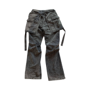 rbU Cargo Flared Denim Jeans Acid Black