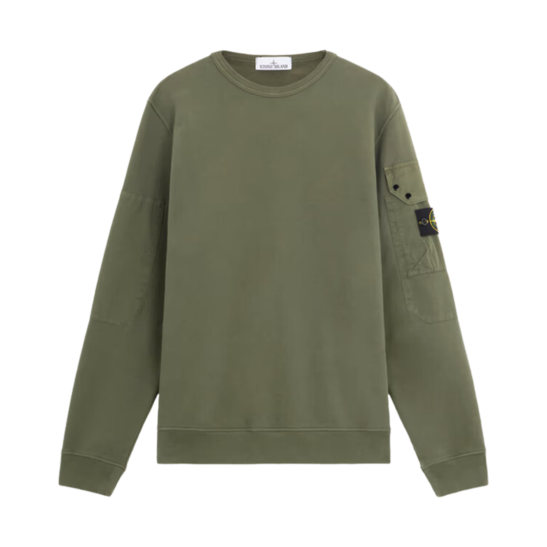 811563920-V0059 Stone Island 63920 Brushed Organic Cotton Fleece Crewneck Sweatshirt with Pockets Musk Green - 24FW