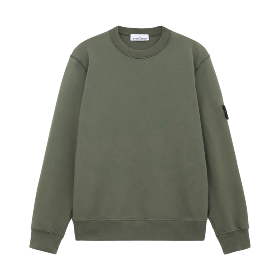 811563051-V0059 Stone Island 63051 Cotton Fleece Crewneck Sweatshirt with Ribbing Musk Green - 24FW