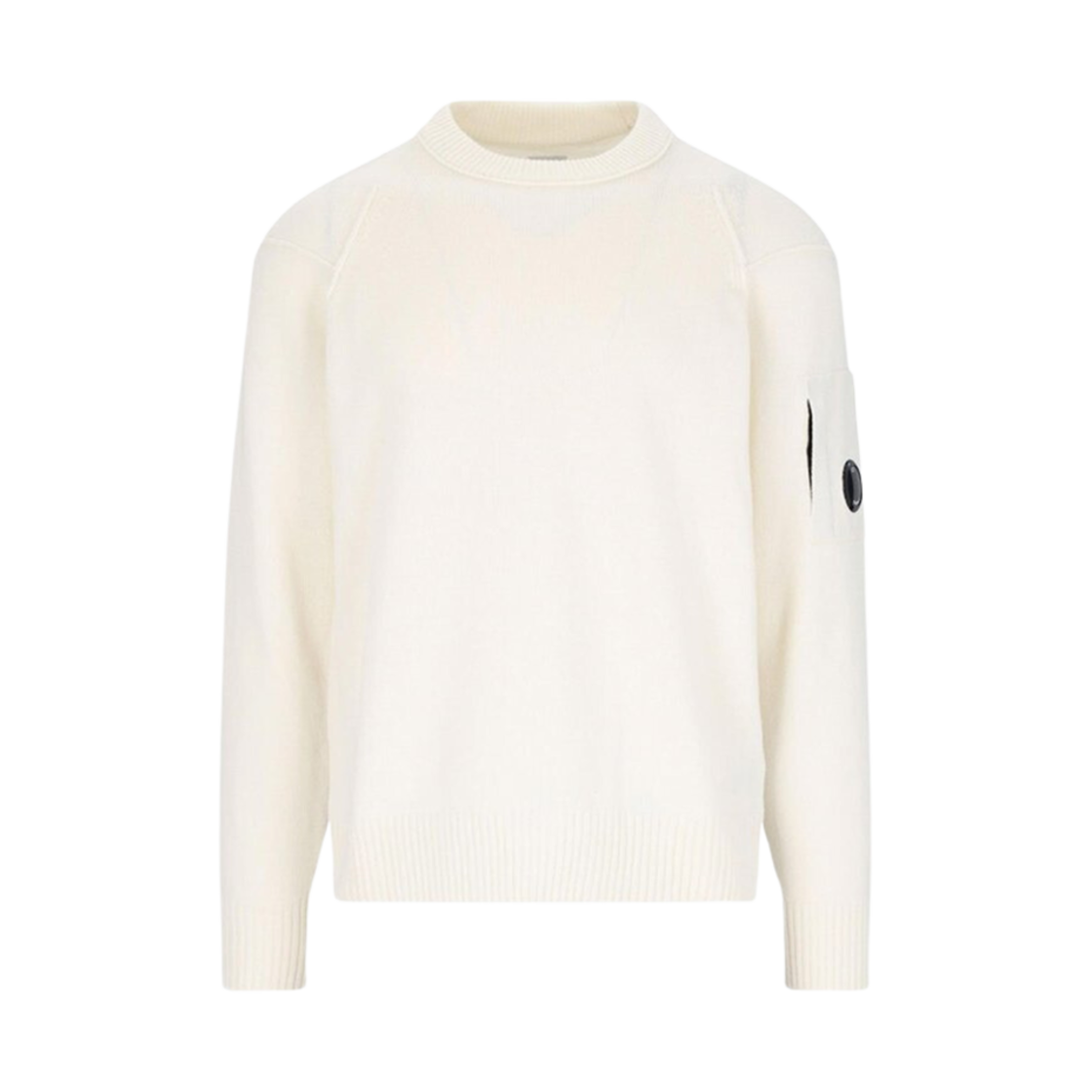 C.P. 컴퍼니 램스울 GRS 크루넥 니트 거즈 화이트 - 24FW(C.P. Company Lambswool GRS Crew Neck Knit Gauze White - 24FW)