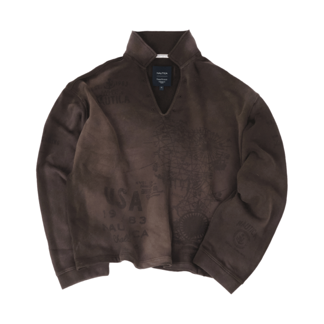 노티카 X 언더마이카 NTC X UMC 데미지드 오픈카라 풀오버 브라운