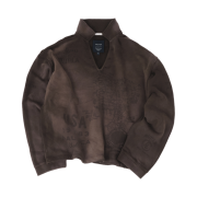 NAUTICA x Undermycar - NTC X UMC DAMAGED OPEN COLLAR PULLOVER - BROWN